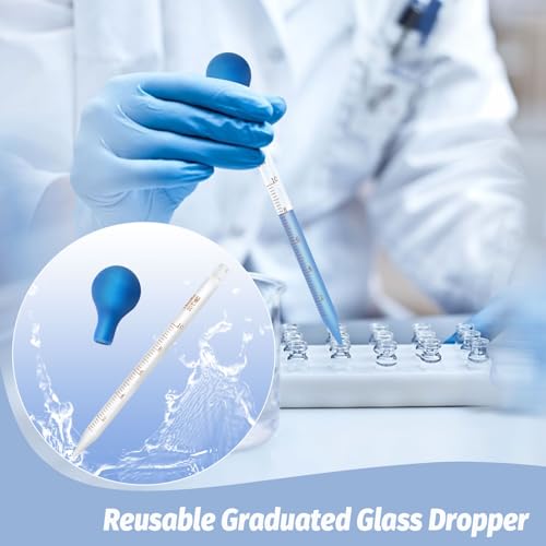 Glaspipette Pipette 10ml,2 Stück Glas Pipetten,Transfer Pipette,10ml Tropfpipette Flüssigkeiten Messpipette,Pipette Groß mit Gummi-pipettierball x 2 + Reinigungsbürste x 1