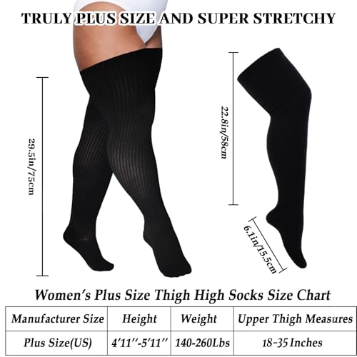 Image of Plus Size Thigh High Socks for Women Thick Thighs Cotton Knit Extra Long Over the Knee Leg Warmer