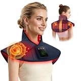 Red Light Therapy for Neck Shoulder, 3 Massage and Timer,122 LEDs 660nm 850nm Infrared Light Therapy Wrap, Wearable 5000mAh Cordless Therapy Pad for Body, Home Office Outdoor Use
