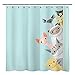 Sunlit Cute Striped Shorthair Peekaboo Cats Cartoon Shower Curtain for Kids Cat Lover,Funny Curious Kitten Pussy Fabric Bathroom Decor Set, Turquoise Aqua Blue, PVC-Free Odorless.