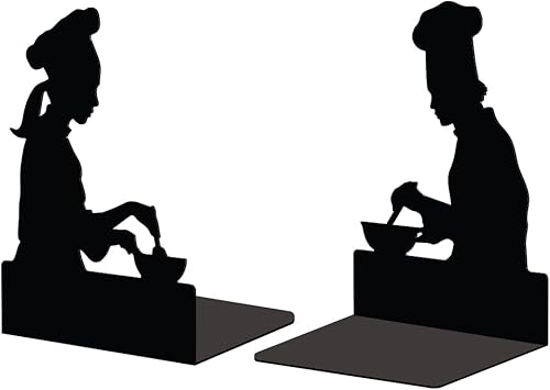 Miniatura 8 de Peacoblue Sujetalibros de metal para estantes, moderno, creativo, resistente, sujetalibros de estudio, soporte para estante de escritorio, 5.3 x 4.3