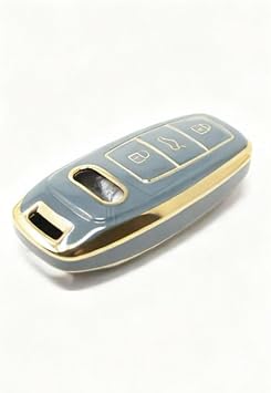 AutoHan Keys Lüx Audi Anahtar Kılıfı, A3 A6 A7 A8 E-tron Q8 C8 Modelleri için, Gri ve Altın Renk, Nano Kaplama