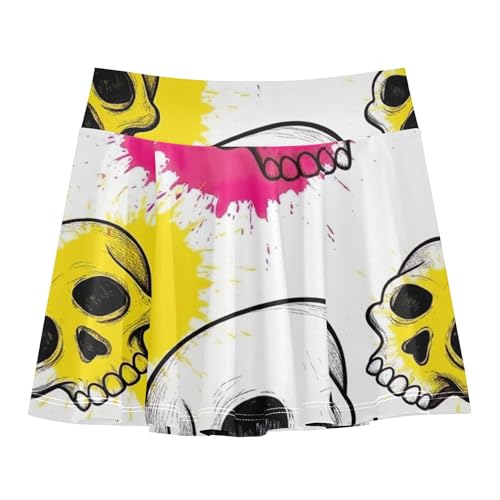 Girls Skorts Athletic Shorts Tennis Skirts Toddler Custom Cheer Skirt Cartoon Skulls Black White Pink 3t