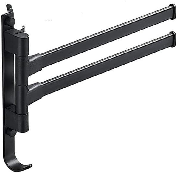 Bathroom Aluminum Towel Rack Rail Holder Black Swivel Rotating Hand Towel Bars Racks Wall Hanger Fixture Space Saving Hardware (Color : 2, Size