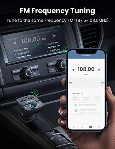UGREEN Nadajnik FM Bluetooth Adapter Radia Samochodowego ładowarka 20W USB C Zasilacz PD i QC z zestawem bezprzewodowy odtwarzacz muzyczny 5.0 Bluetooth obsługuje pamięć USB i kartę TF
