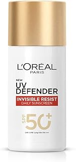 L'Oreal Paris Uv Defender Invisible Resist Daily Sunscreen Spf50+ Pa++++ 50Ml |All Skin Lightweight, Waterproof, Sweatproof & Protects From Pollution & Dust