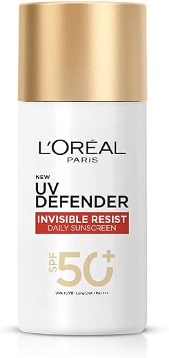 L'Oreal Paris Uv Defender Invisible Resist Daily Sunscreen Spf50+ Pa++++ 50Ml |All Skin Lightweight, Waterproof, Sweatproo...