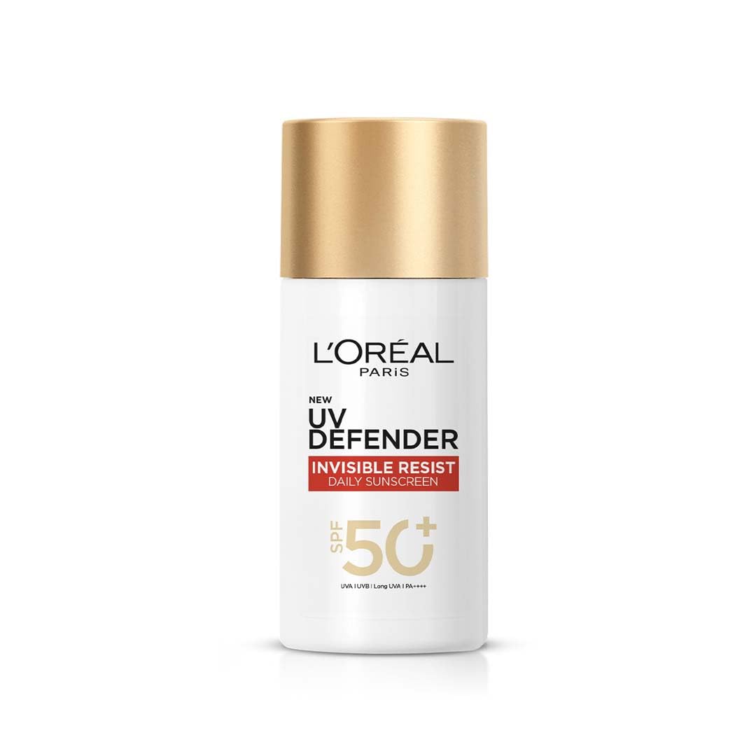 L'Oreal Paris Uv Defender Invisible Resist Daily Sunscreen Spf50+ Pa++++ 50Ml |All Skin Lightweight, Waterproof, Sweatproo...