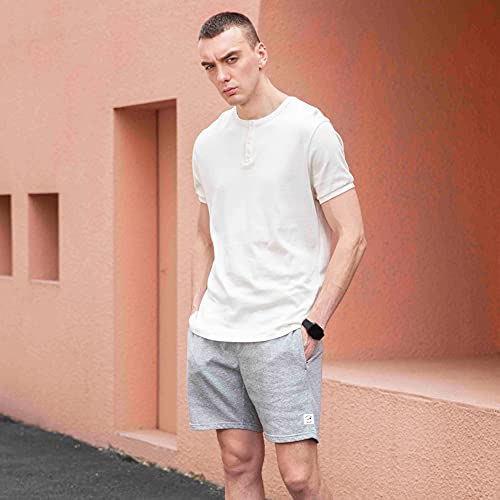 Maamgic Mens Sweat Shorts 7 Inch Above Knee Workout Gym Shorts Lounge Shorts With Zipper Pockets Light Gray thumb #3