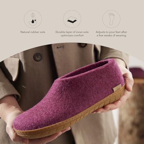 Image of Glerups 100% quality wool mix Shoe Slipper with rubber sole - Unisex