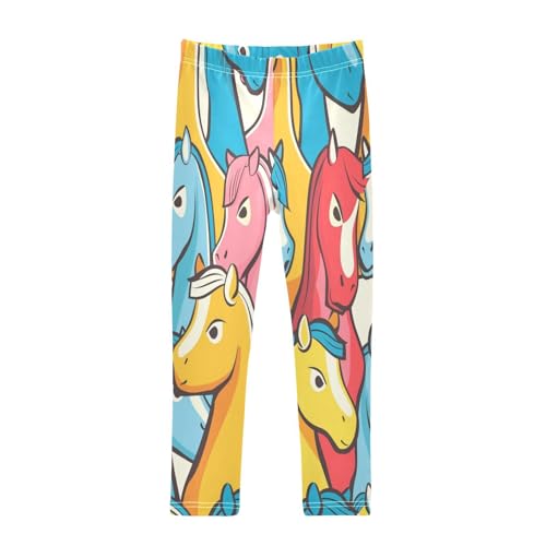 Bolaz Toddler Girls Leggings Printed Yoga Pants Leggings Yellow Blue Pink Horse for Kids