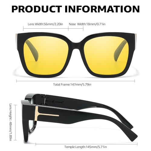 Image of LVIOE Blue Light Blocking Over Glasses Computer Gaming Phone TV Eyeglasses Reduce Eyestrain Improve Sleep Quality LB7511Y