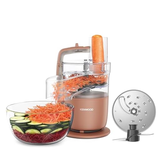 Kenwood MultiPro Go FDP22.​130RD, Keukenmachine voor Hakken, Snijden, Raspen, Pureren en Deeg Kneed, met Express Serve, 1.3L Kom, Mesblad, 4mm Snij-/Raspschijf, 650W, Red Clay