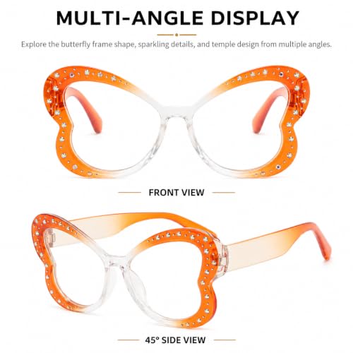 Image of Butterfly Shape Glasses for Women Retro Clear Flat Lens