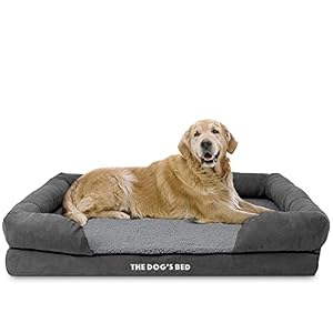 The Dog’s Bed – Orthopaedic Memory Foam Bolster Bed, Grey Plush, XL