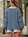 BTFBM Women’s V Neck Long Sleeve Blouse Loose Fit Tunics Ruffles Off Shoulder Waffle Knit Solid Color Tops Fall Tee Shirts(Solid Grey Blue,X-Large)