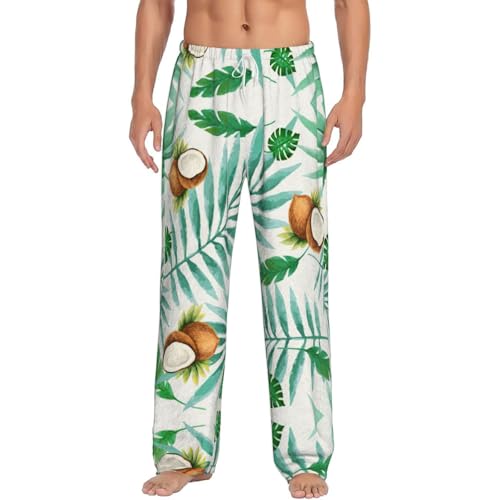 Vêtements de nuit hommes : pantalon de pyjama léger imprimé cocotier S-5XL