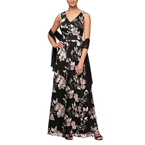 Image of Alex Evenings Women's Long Sleeveless Mother of the Bride Dress with Shawl (Petite and Regular Sizes)
