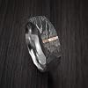 Damascus KE-207-AT Steel Ring Custom and Handmade Ring Hammer Finish Vertical Copper Inlay Steel Fathers Day Ring Wedding Band Rings (Color Might be Slightly Different)