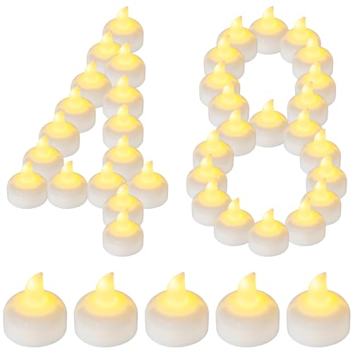 Velas de té flotantes LED impermeables y sin llama con batería para decoración a granel