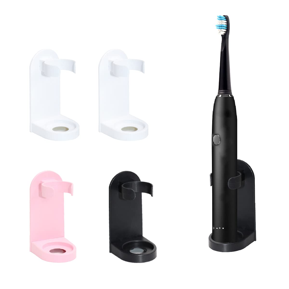 Jagowa White 4Pcs Electric Toothbrush Holder Self-Adhesive Toothbrush Stand Organizer For Bathroom Saving Space Bathroom Storage
