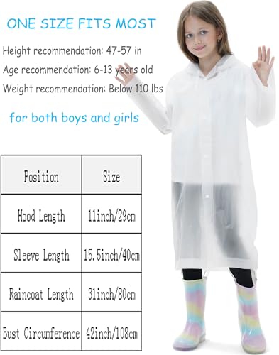 Image of 2 Pack Reusable Waterproof Raincoat EVA Emergency Rain Ponchos One Size Rain Jacket for Children, Boys and Girls
