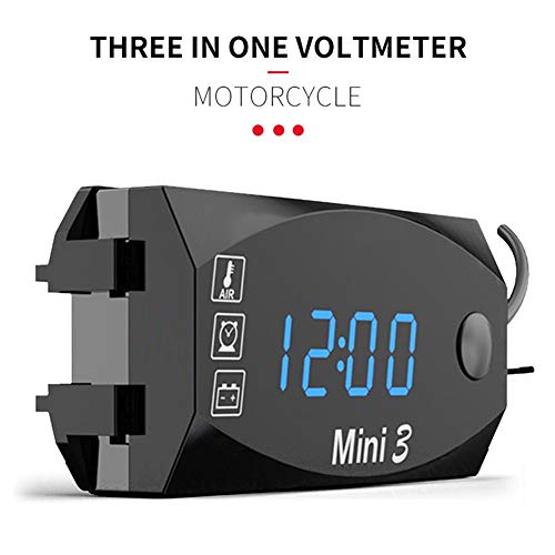 Exuberanter 3 En 1 Reloj Moto Digital Termómetro De Voltaje De Temperatura...