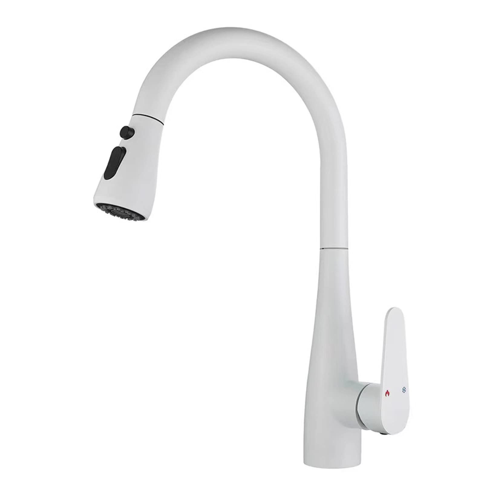 GJZNJYL Pull Out Kitchen Faucet Gray Sink Mixer Tap 360 Degree Rotation No Lead 304 SUS Material White Modern Kitchen Mixer Taps