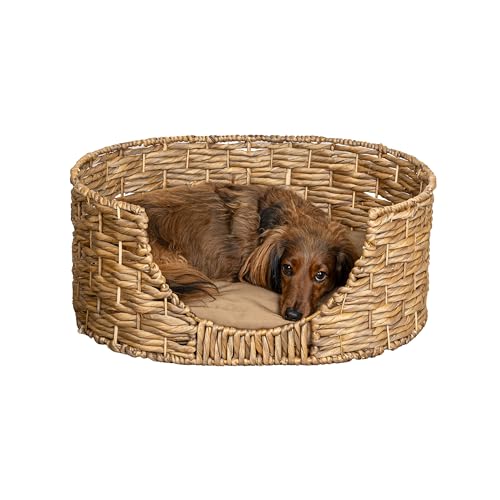 THE LICKER Store DBD4001A Perri 24' x 18' Classic Farmhouse Handwoven Hyacinth Oval Pet Bed with...