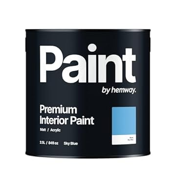 Hemway - Premium Interior Paint - Sky Blue 2.5 L | Indoor Matt Finish, Acrylic & Water-Based Emulsion | Quick Dry & High Coverage for the Kitchen, Bathroom & Bedroom