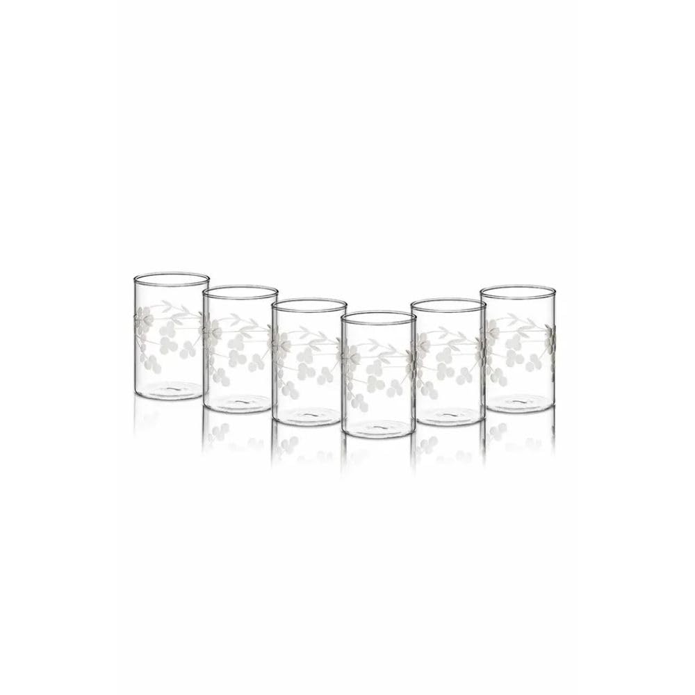 CUT GLASS BERRY GLASS SET MEDIUM 295 ML|CLEAR HIGH BALL|TRANSPARENT| TUMBLER FOR WATER, JUICE, COCKTAIL, MOCKTAIL|6 PC GLASS SET