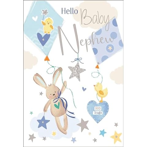 New Baby Nephew Congratulations Card with Bunny Cover