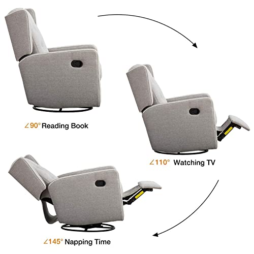 Image of CANMOV Swivel Rocker Recliner Chair Set of 2, Nursery Glider Chair, Nursery Rocking Chairs, Manual Reclining Chair, Grey