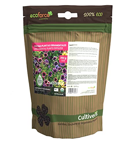 CULTIVERS Abono Ornamentales Ecológico de 1 kg. Plantas más Verdes y mayor floración. Fertilizante Granulado Refuerza la resistencia a las enfermedades