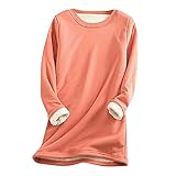 Basic Fleecepullover Damen: Kuscheliger mit Fleece gefütterter Pullover, der als sportliche Streetwear.Er kann mit Hosen, Skinny Jeans, Bettdecken,Jacken und Absätzen.Perfekte Wahl für Frühling, Herbst, Winter Jahreszeiten