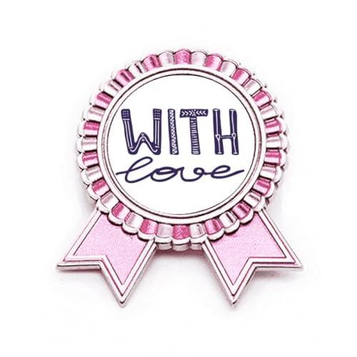 Broche With Love rose en métal M pour sublimer un manteau ou un sac