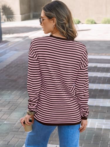 Image of LILLUSORY Womens Striped Lightweight Sweaters 2026 Fall Fashion Outfits | Ladies Trendy Long Sleeve Tops, Work Shirts, Cozy Knit, Office Crewneck Pullover, Cute Teacher Clothing, Old Money Clothes
