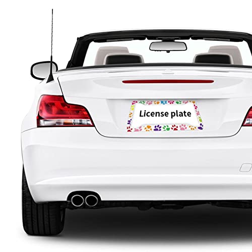 Huixia Rainbow Cat Dog Paw License Plate Frame, White License Plate Frames For Women Men, Aluminum Vintage Funny Front License Plate Holder Cover Car Tag Decor With 4 Holes (Syc-10) #TOP5