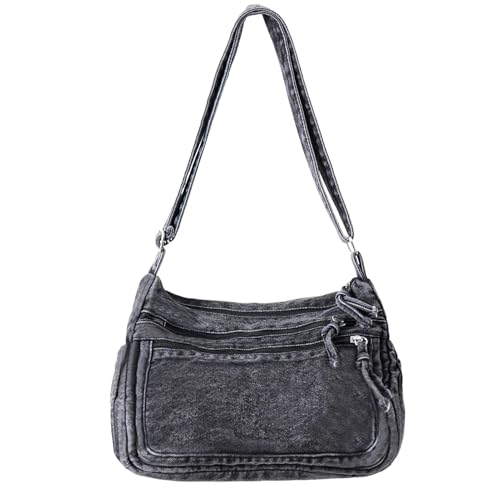 Sac fourre-tout en jean pour femme vintage avec bandoulière réglable grand format