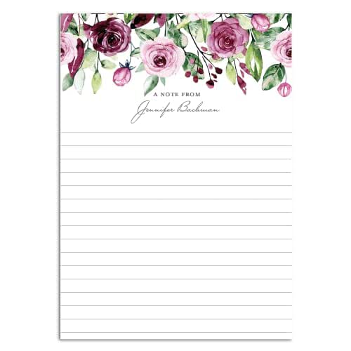 Amazon.com: Pink Rose Personalized Notepad | Custom Writing Pad ...