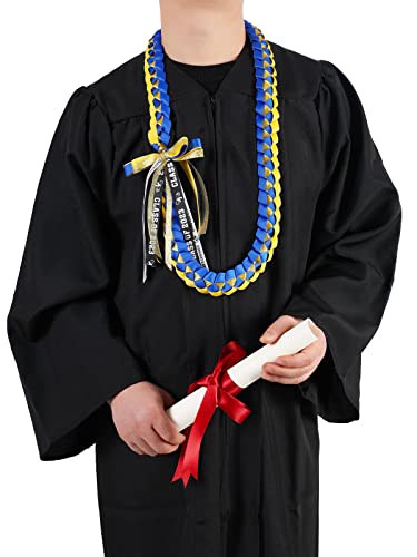 Tftafan Graduation Ribbon Lei Graduation Leis Necklace Class Of 2023 Graduation Necklace Braided Necklace Graduation Gift Party Accessories For Women And Men (Blue And Yellow, 12) #TOP3