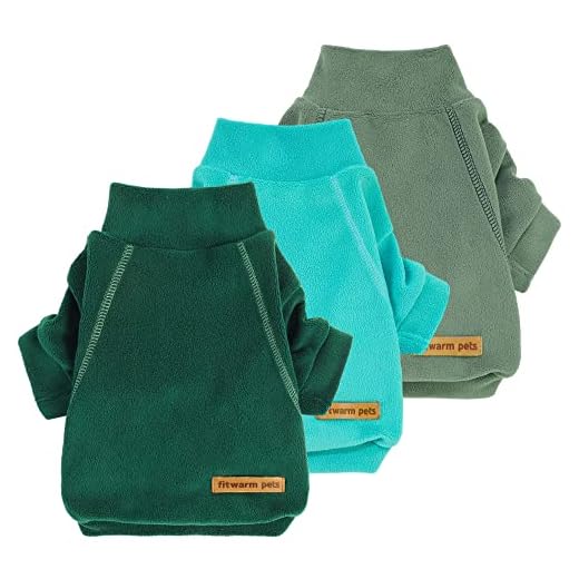 Fitwarm 3 Pack Fleece Dog Sweater, Turtleneck Dog Sweatshirt, Dog Winter Clothes for Small Dogs Boy Girl, Pet Pullover Jumper, Cat Apparel, Dark Green, Teal Green, Olive Green, Medium