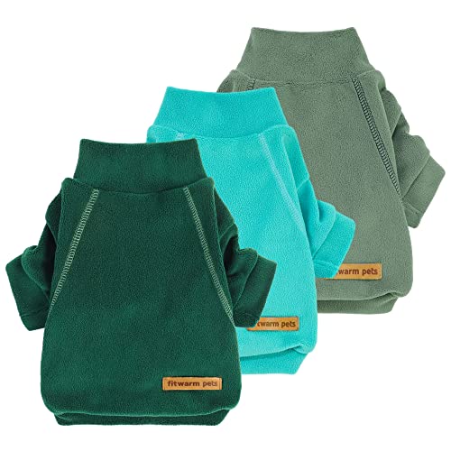 Fitwarm 3 Pack Fleece Dog Sweater, Turtleneck Dog Sweatshirt, Dog Winter Clothes for Small Dogs Boy Girl, Pet Pullover Jumper, Cat Apparel, Dark Green, Teal Green, Olive Green, Small by Fitwarm - Used condition - US$13.84