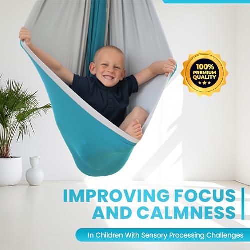 Sensory Swing for Kids Indoor XL 360° Hardware Indoor Therapy Sensory Swing for Special Needs | Extra Large Snuggle Cuddle Hammock for Kids or Adults with Children with Autism and ADHD Needs - Thumbnail 3