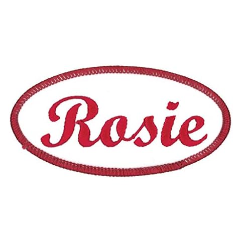 Rosie Oval Uniform-Workshirt Patches. White with Red Border Cover
