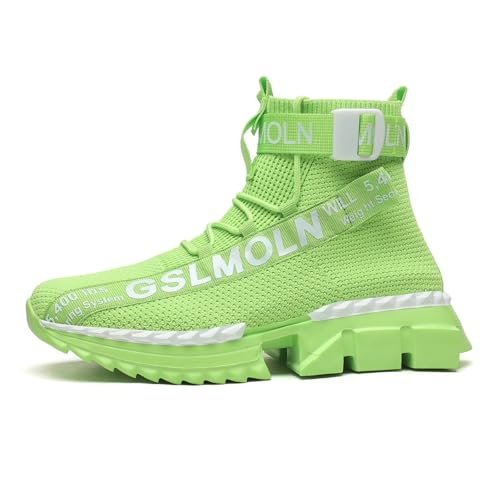 Image of Jakcuz Men's High Top Sneakers Plus Size Breathable Gym Athletic Running Walking Tennis Comfortable Fashion Platform Shoes