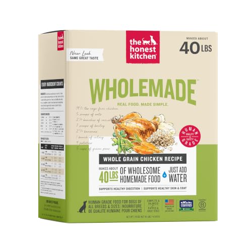 The Honest Kitchen Wholemade Whole Grain Chicken Recipe, Human Grade Dehydrated Dog Food, Just Add Water, Supports Digestion, Skin & Coat, Topper for Dry or Wet Dog Food, 10 lb Box Makes 40 lbs