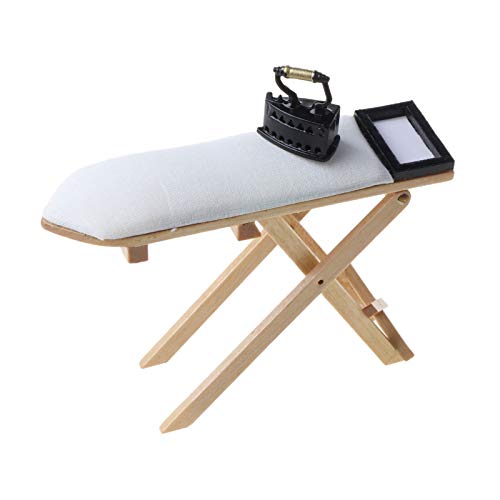 junengSO Planche de poupée, échelle 1:12 Fer à Repasser Planche à Repasser Maison de poupée Meubles Miniature Chambre Table Mini Maison de poupée décor Enfants Cadeau Jouet Cover