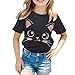 Toddler Girls Cat Printed Short Sleeve T Shirt Cute Graphic Summer Tops Tees Crewneck Cotton Casual (Black, 4-5 Years)