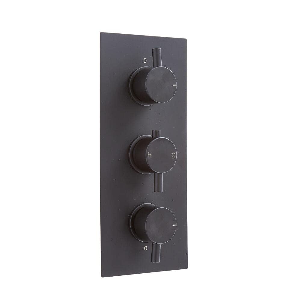 Milano Black Nero 2 Outlet Triple Thermostatic Mixer Shower Valve